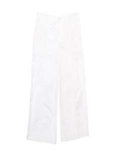 Pantalon taille haute jambes larges en coton blanc Prix boutique 170€ Taille XS