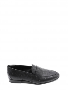 Almond-toe ostrich style black leather loafers Retail price €315 Size 36@
