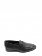 Almond-toe ostrich style black leather loafers Retail price €315 Size 36