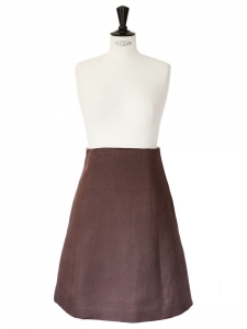 High waist brown linen skirt Retail price 1000€ Size 38