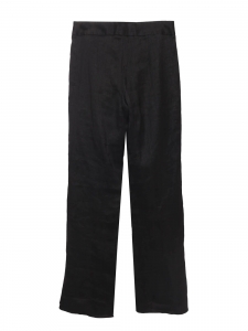Pantalon droit fluide en lin noir Prix boutique 350€ Taille 42