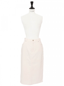 Denim midi skirt in cream white color Retail price €290 Size XS