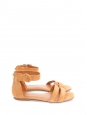 Tan brown suede leather flat sandals with ankle strap Retail price €265 Size 39