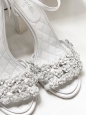 Heeled white leather sandals embroidered with flowers and pearls Retail price €1500 Size 37