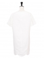 White linen scalloped hem short-sleeve straight dress Retail price 1200€ Size 38