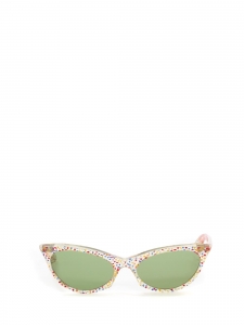 Vintage butterfly multicolor sprinkles sunglasses with green lens