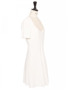 Short-sleeved dress in white stretch jersey Retail price 230€ Size 38