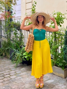 Jupe plissée jaune vif Prix boutique 250€ Taille S