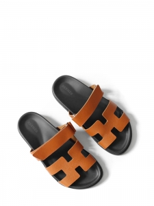 Iconiques sandales CHYPRE plates en cuir marron camel Taille 38