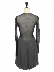 Robe Couture en tulle noire et jersey de soie bleu gris Prix boutique environ 1500€ Taille XS