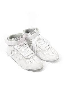 White and grey monogram and leather B27 High top sneakers Retail price €1000 Size 39