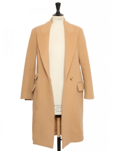 STELLA MCCARTNEY Manteau long droit col V en laine marron camel Prix boutique 1500€ Taille 36/38