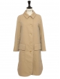 Camel beige straight trenchcoat 100% grey wool lining Retail price 2200€ Size XS