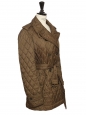 Khaki green belted quilted trench jacket Retail Price €1000 Size XS