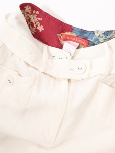 COUTURE high-waisted trousers in embroidered cream white linen Size XS