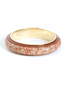 Gold-plated brass and burgundy leather bracelet Retail price €340