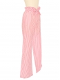 White and red striped cotton high waist belted trousers Retail price €950 Size XS