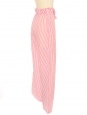 Pantalon taille haute ceinturé en coton rayé blanc et rouge Prix boutique 950€ Taille XS