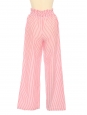 Pantalon taille haute ceinturé en coton rayé blanc et rouge Prix boutique 950€ Taille XS