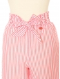White and red striped cotton high waist belted trousers Retail price €950 Size XS