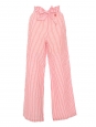 White and red striped cotton high waist belted trousers Retail price €950 Size XS