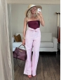 Pantalon taille haute ceinturé en coton rayé blanc et rouge Prix boutique 950€ Taille XS