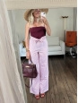 Pantalon taille haute ceinturé en coton rayé blanc et rouge Prix boutique 950€ Taille XS