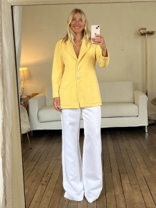 Veste blazer en tweed de laine jaune Prix Boutique 6000€ Taille 38