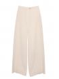 Pantalon taille haute jambes évasées en crêpe beige gris perle Prix boutique 1200€ Taille 36/38