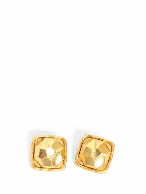 Boucles d’oreilles années 80 carrées en laiton doré