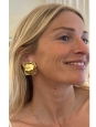 Boucles d’oreilles années 80 carrées en laiton doré