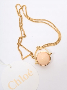 Long necklace with gold-plated brass chain and pink ball Retail price €995
