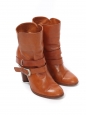 Bottines Biker en cuir fauve et talon bois Px boutique 600€ Taille 39
