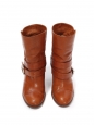 Bottines Biker en cuir fauve et talon bois Px boutique 600€ Taille 39