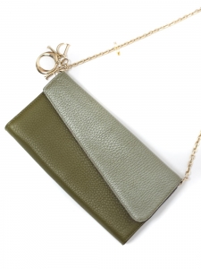 LADY DIOR Wallet on chain bag in green leather and silver chain Retail price 1800&euro;