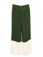 CELINE Green and white crepe straight trousers by Phoebe Philo Retail price €1200 Size 38