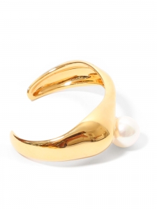 DARCEY Gold-tone brasse cuff bracelet with ivory white faux pearls Retail price €450