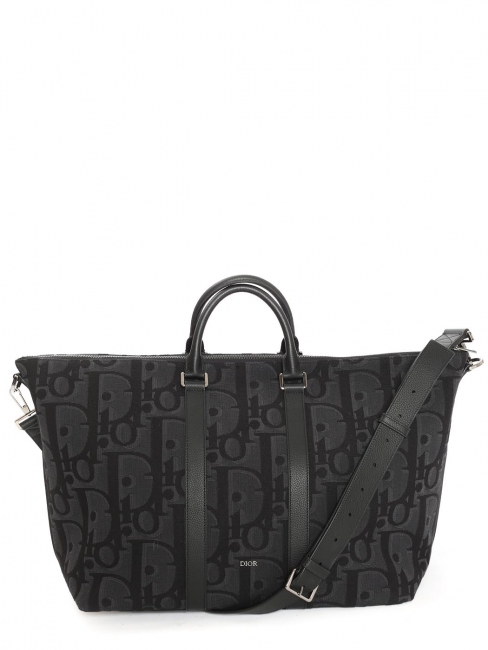 Sac Weekender 40 Toile jacquard Dior Oblique bleu marine et noir avec anse bandoulière Prix boutique 2800€