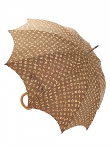 Brown and beige monogram printed cotton ombrella