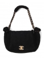 Sac en shearling daim noir peau retournée noir fermoir CC dorée Prix boutique 5850€