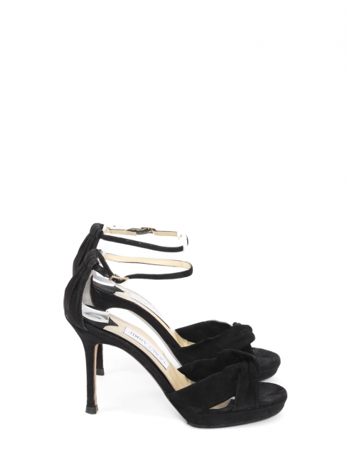 Sandales Macy à talon et bride cheville en daim noir Px boutique 725€ Taille 36,5