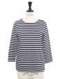 Top marinière manches longues en coton blanc et bleu marine Prix boutique 150€ Taille XS