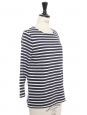 Top marinière manches longues en coton blanc et bleu marine Prix boutique 150€ Taille XS