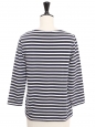 Top marinière manches longues en coton blanc et bleu marine Prix boutique 150€ Taille XS