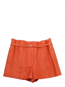 Short en cuir agneau orange Eté 2012 Prix boutique 2300€ Taille 38
