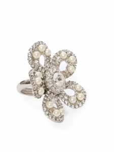 Bague oversized fleur argent et cristal Prix boutique 295€