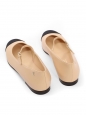 Ballerines plates en cuir beige rosé bout noir boucle cristal Prix boutique 1200€ Taille 38C