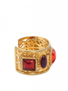 Gild brass cuff bracelet embellished with red stones Retail price €500