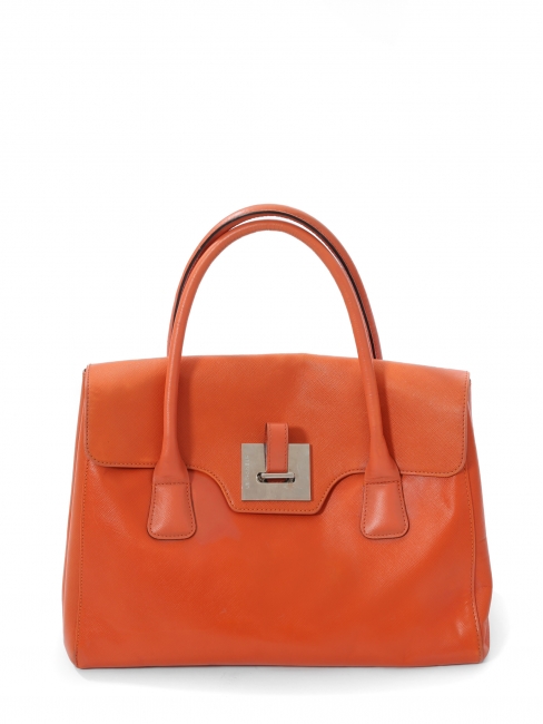 Sac à main en cuir orange Hermès Prix boutique 525€