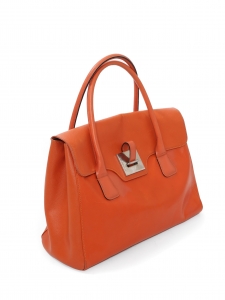 Hermès orange color leather handbag
